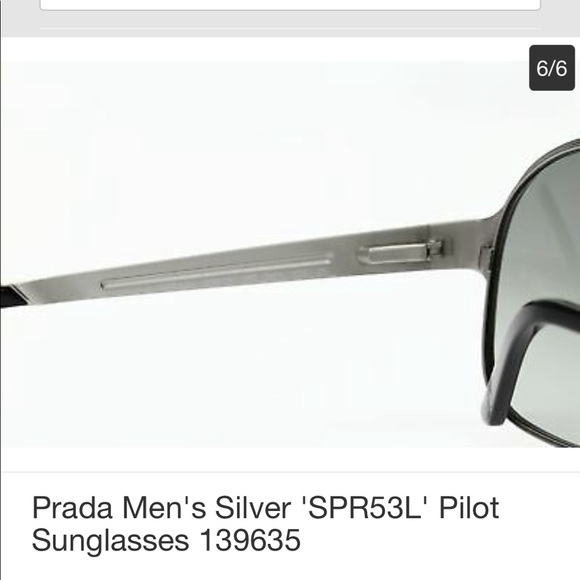 PRADA Men's Silver 'SPR53L' Pilot Sunglasses - Picture 10 of 14